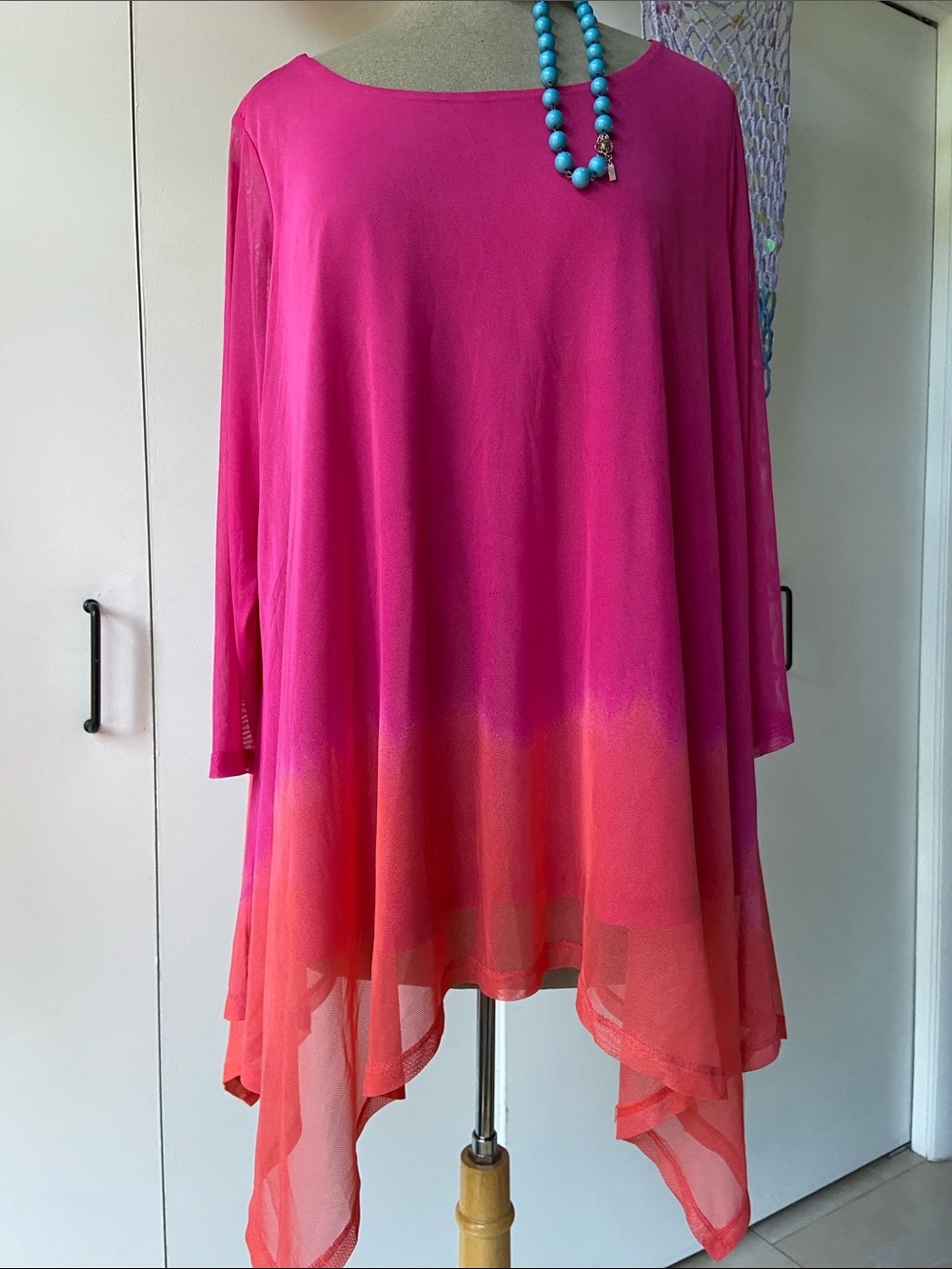 Attitudes by Renee Hot Pink to Coral Ombre Flow Tunic